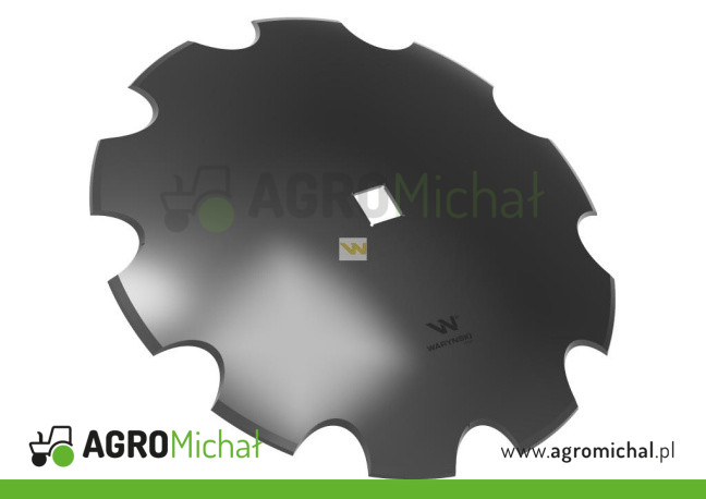 Talerz uzębiony Z-10 fi 610 otwór 40x40 grubość 6 mm stal borowa WARYŃSKI R