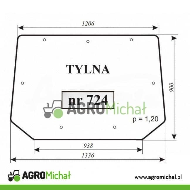 SZYBA TYL PRONAR 82/1221 NR 724