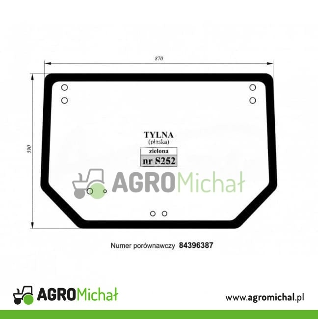 SZYBA TYLNA NEW HOLLAND T5 84396387