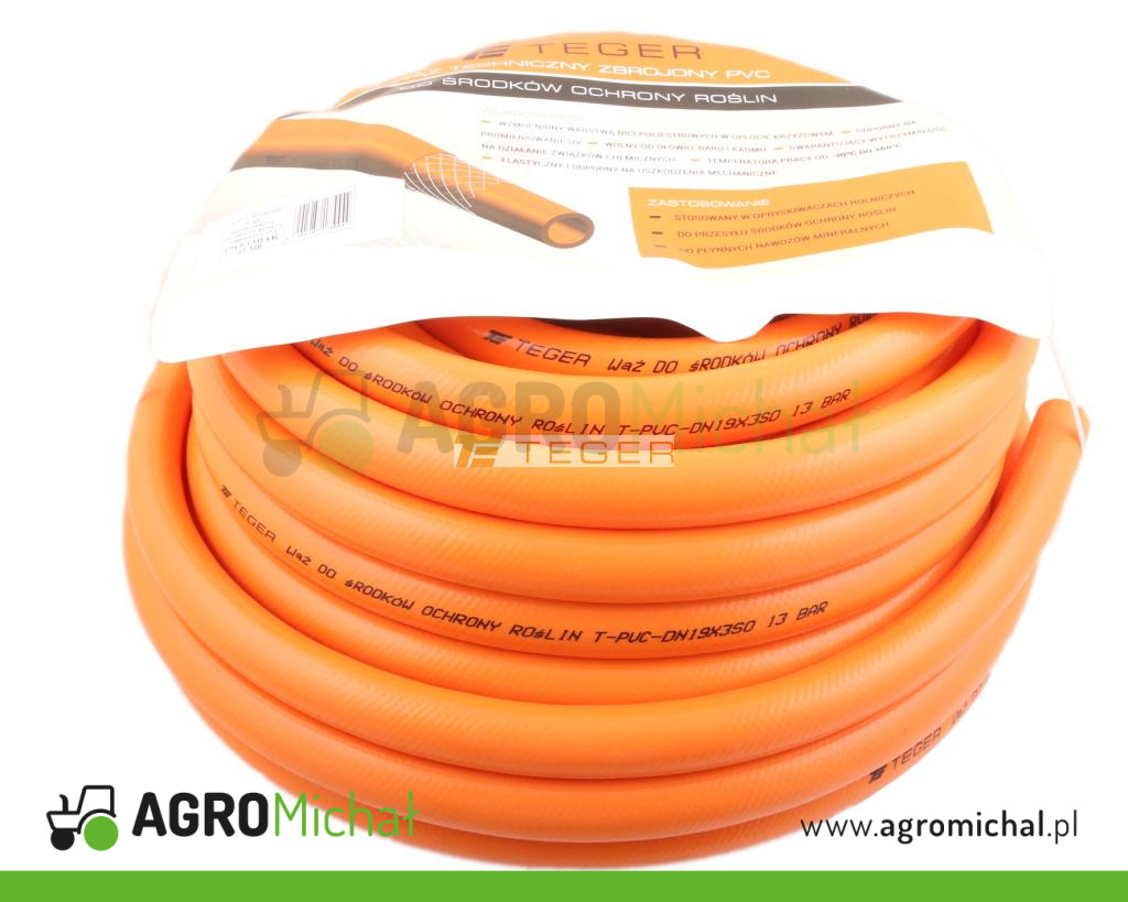 Wąż do środków ochrony roślin zbrojony PVC 19X3.5 15bar TEGER