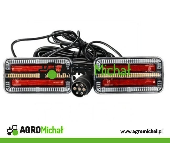 Lampy tylne zespolone z dynamicznym kierunkowskazem, na magnes, 3 funkcje, 12-24V, 7,5m kabel